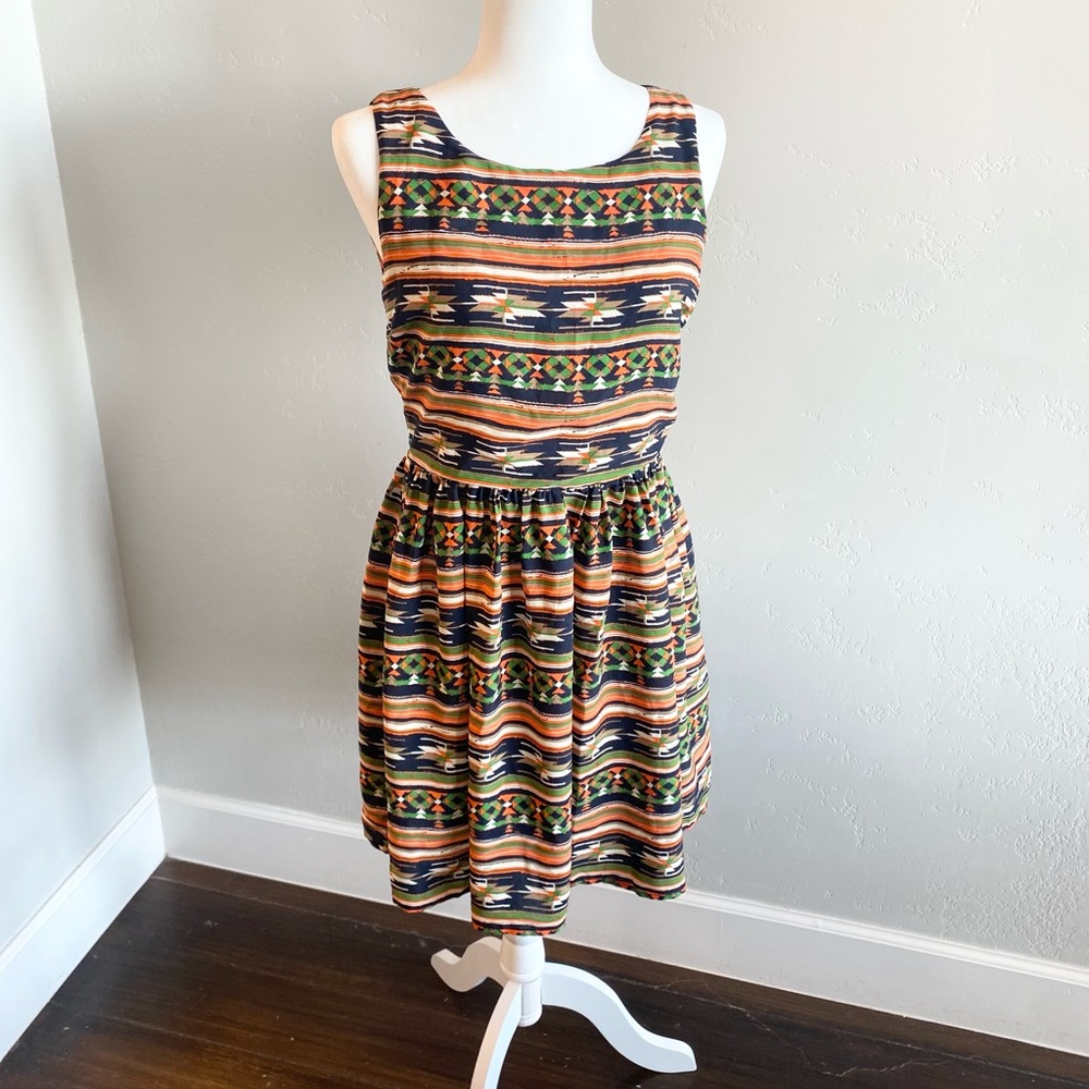 Southwest Print dress with exposed zipper